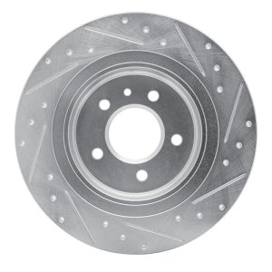 Buick Envision Brake Rotor (1) - Rear Left - R1 Concepts - Drilled & Slotted - Silver - `16-`18